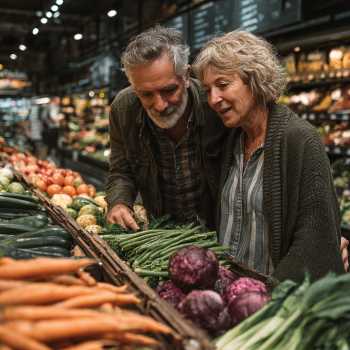 Senioři připravující zdravé jídlo